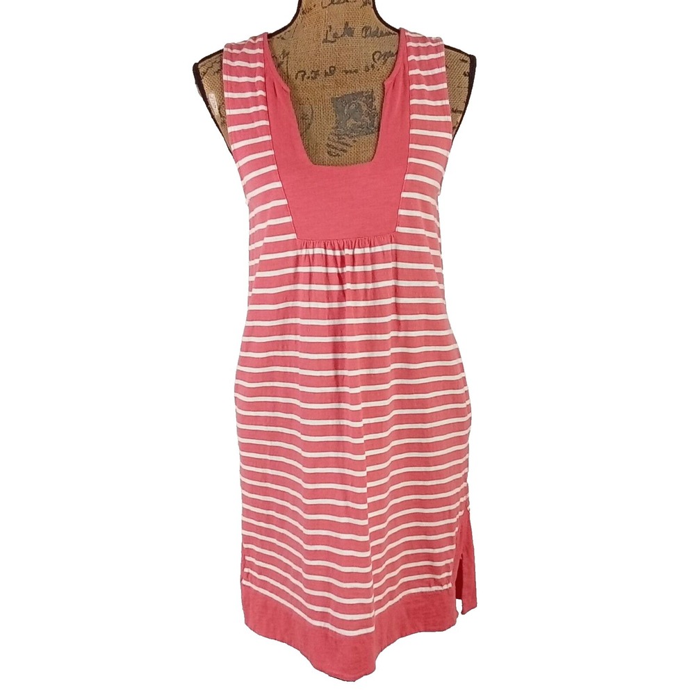 J.Crew Dress XS Pink White Striped Sleeveless Knee Length Pocket Beach